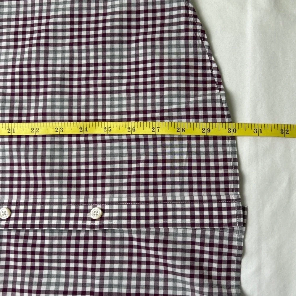 Banana Republic Men Soft Wash Standard Fit Gingham Shirt Size L Black White